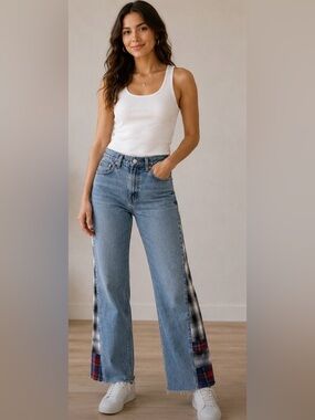 LEVI’S Upcycled Denim Flannel Flare Jeans